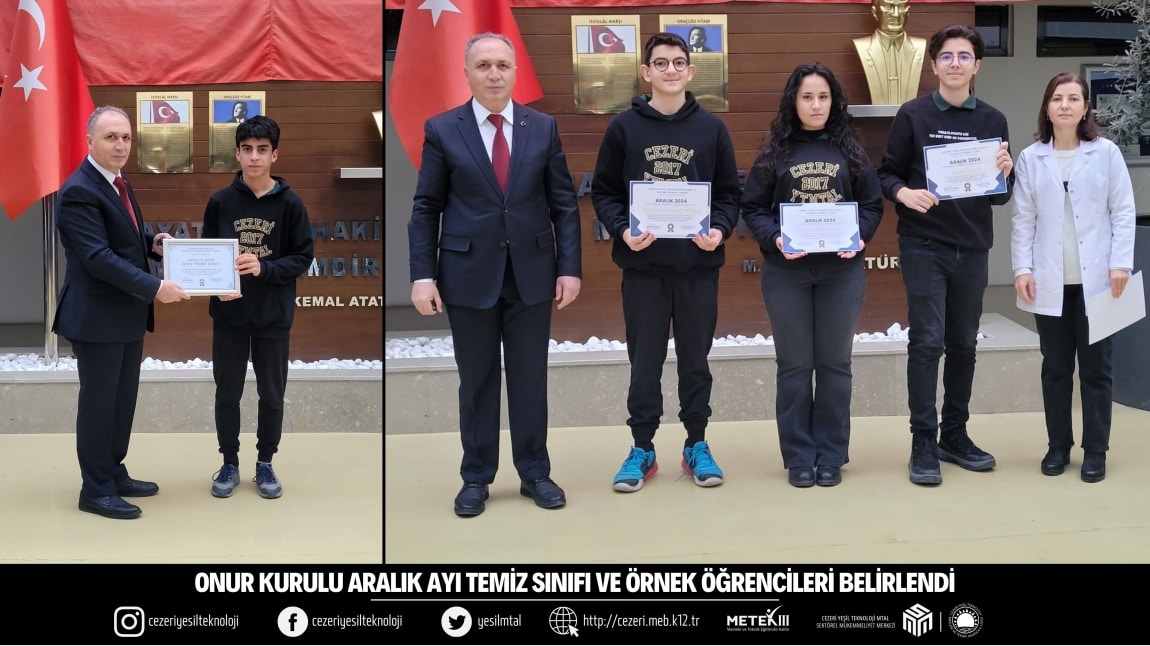 ONUR KURULU ARALIK AYI TEMİZ SINIFI VE ÖRNEK ÖĞRENCİLERİ BELİRLENDİ