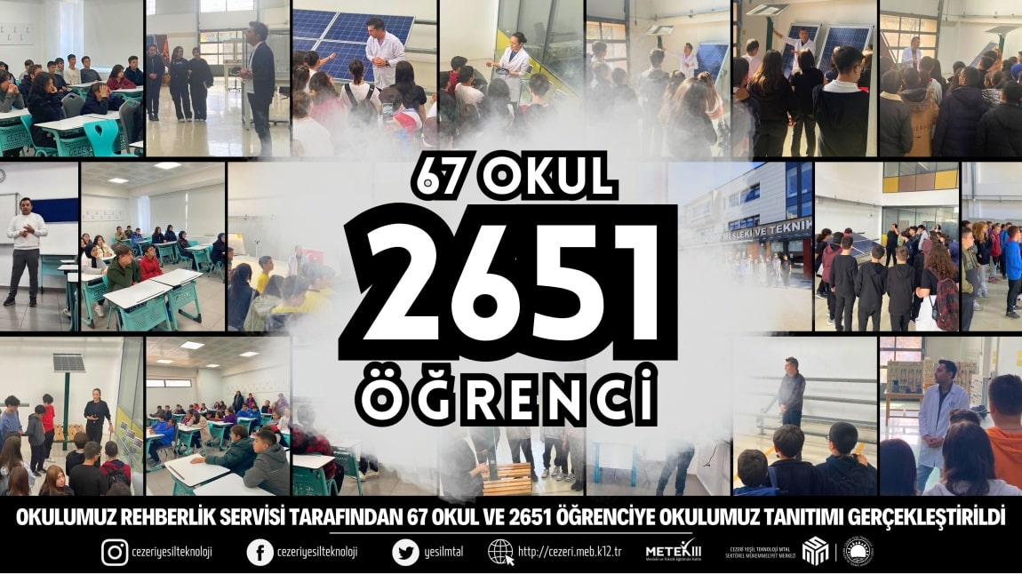 OKULUMUZ REHBERLİK SERVİSİ TARAFINDAN 67 OKUL VE 2651 ÖĞRENCİYE OKULUMUZ TANITIMI GERÇEKLEŞTİRİLDİ