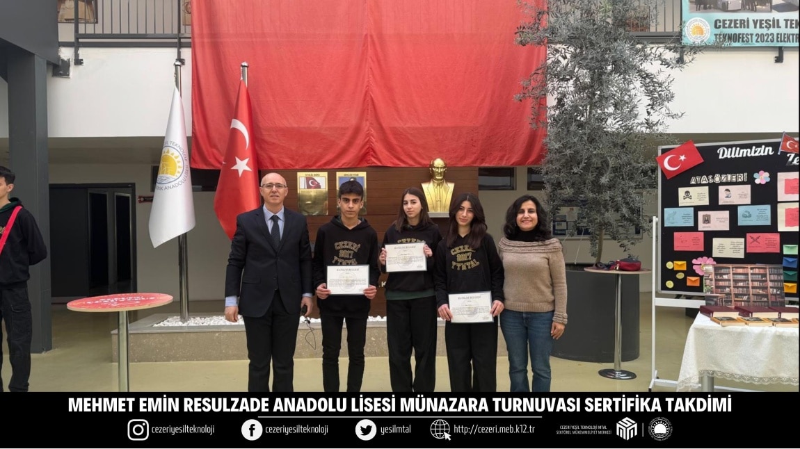 MEHMET EMİN RESULZADE ANADOLU LİSESİ MÜNAZARA TURNUVASI SERTİFİKA TAKDİMİ