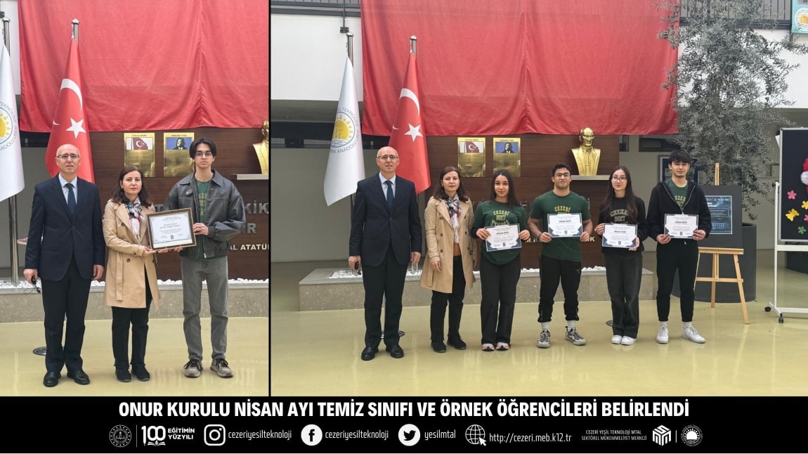 ONUR KURULU NİSAN AYI TEMİZ SINIFI VE ÖRNEK ÖĞRENCİLERİ BELİRLENDİ